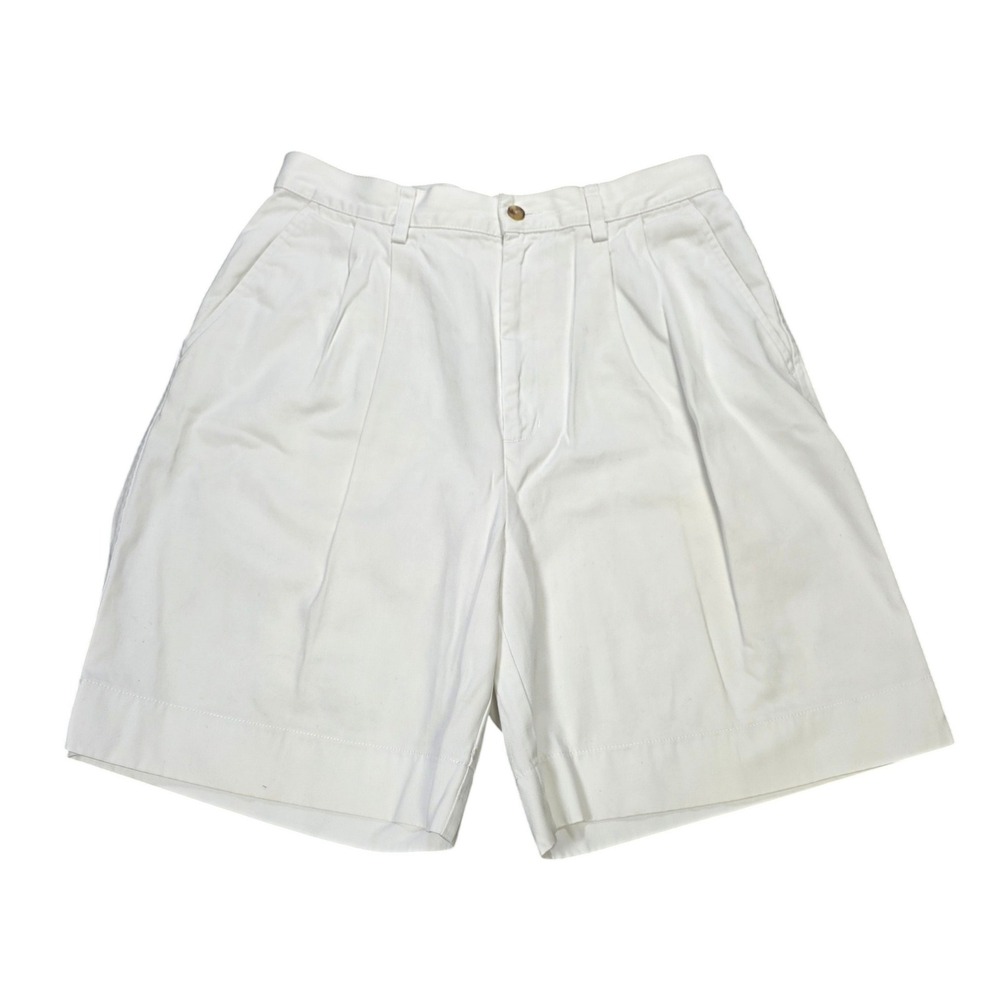 Vintage Eddie Bauer Classic Fit Pleated Shorts Women's Size 14 White High Rise